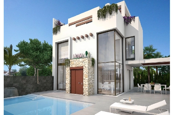 Villa in Rojales zu verkaufen, Woongedeelte 159 m², Zustand Erstbezug, Grondstuk 173 m², 3 Slaapkamers, 3 Badkamers, Pool, ref.: HA-RON-360-E03-1