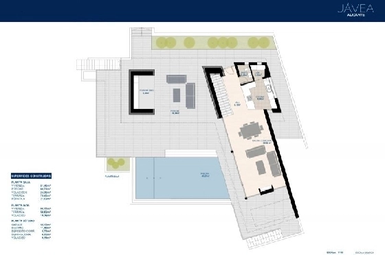 Villa in Javea(Tosalet 5) zu verkaufen, Woongedeelte 372 m², Bouwjaar 2015, Klimaanlage, Grondstuk 1000 m², 3 Slaapkamers, 2 Badkamers, Pool, ref.: BI-JA.H-100-7