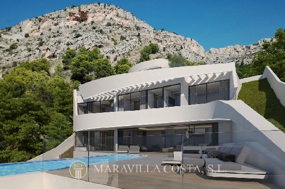 Villa in Altea Hills zu verkaufen, Woongedeelte 412 m², + Fussbodenheizung, Klimaanlage, Grondstuk 979 m², 4 Slaapkamers, 4 Badkamers, Pool, ref.: MV-2470-2