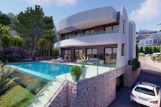 Villa in Moraira zu verkaufen, Bouwjaar 2022, + Fussbodenheizung, Klimaanlage, Grondstuk 802 m², 4 Slaapkamers, 4 Badkamers, Pool, ref.: NL-NLD1360-1