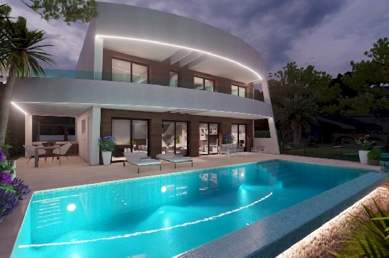 Villa in Moraira zu verkaufen, Bouwjaar 2022, + Fussbodenheizung, Klimaanlage, Grondstuk 802 m², 4 Slaapkamers, 4 Badkamers, Pool, ref.: NL-NLD1360-2