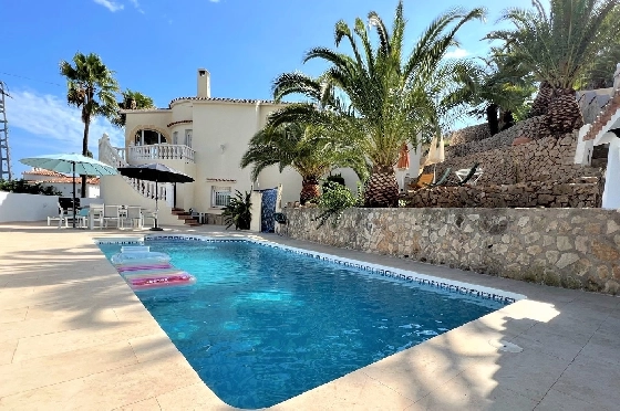 Villa in Denia(Les Galeretes) zur Ferienvermietung, Woongedeelte 215 m², Bouwjaar 1980, Zustand gepflegt, + Zentralheizung, Klimaanlage, Grondstuk 800 m², 3 Slaapkamers, 2 Badkamers, Pool, ref.: T-0822-1