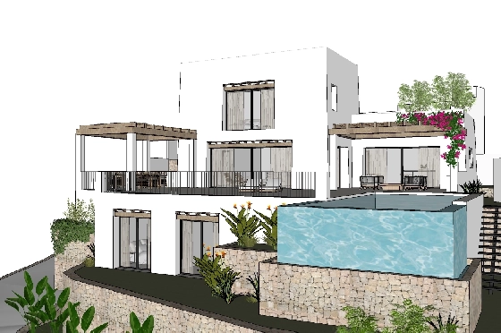 Villa in Moraira zu verkaufen, Woongedeelte 425 m², Bouwjaar 2023, Klimaanlage, Grondstuk 1000 m², 4 Slaapkamers, 4 Badkamers, Pool, ref.: BI-MT.H-777-11