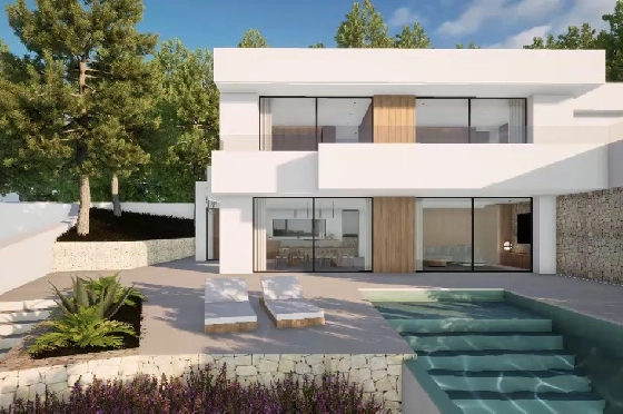Villa in Moraira(Pla del Mar) zu verkaufen, Woongedeelte 340 m², Bouwjaar 2023, Klimaanlage, Grondstuk 1070 m², 4 Slaapkamers, 4 Badkamers, Pool, ref.: BI-MT.H-787-4