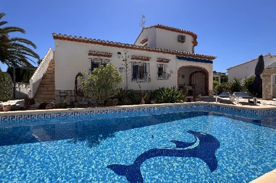Villa in Els Poblets zur Ferienvermietung, Woongedeelte 125 m², Bouwjaar 2003, + KLIMA, Klimaanlage, Grondstuk 400 m², 2 Slaapkamers, 2 Badkamers, Pool, ref.: T-1123-1