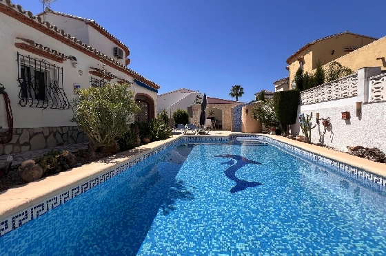 Villa in Els Poblets zur Ferienvermietung, Woongedeelte 125 m², Bouwjaar 2003, + KLIMA, Klimaanlage, Grondstuk 400 m², 2 Slaapkamers, 2 Badkamers, Pool, ref.: T-1123-2