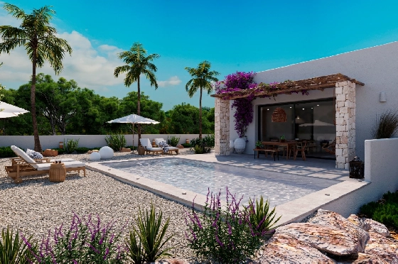 Villa in Denia(Marquesa 4) zu verkaufen, Woongedeelte 120 m², Bouwjaar 2025, Zustand neuwertig, + Zentralheizung, Klimaanlage, Grondstuk 1085 m², 3 Slaapkamers, 2 Badkamers, Pool, ref.: UM-UV-HEBE-1
