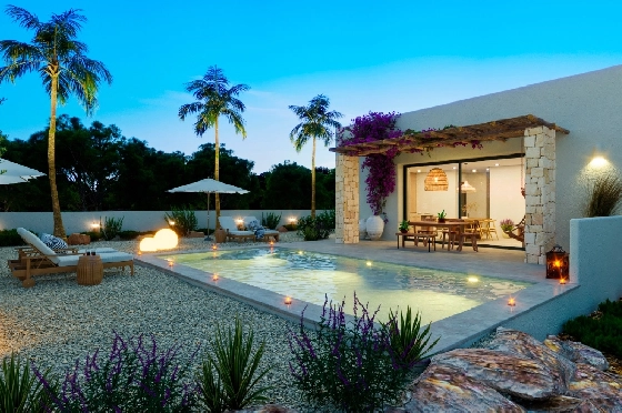 Villa in Denia(Marquesa 4) zu verkaufen, Woongedeelte 120 m², Bouwjaar 2025, Zustand neuwertig, + Zentralheizung, Klimaanlage, Grondstuk 1085 m², 3 Slaapkamers, 2 Badkamers, Pool, ref.: UM-UV-HEBE-10