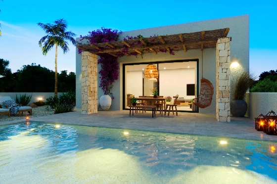 Villa in Denia(Marquesa 4) zu verkaufen, Woongedeelte 120 m², Bouwjaar 2025, Zustand neuwertig, + Zentralheizung, Klimaanlage, Grondstuk 1085 m², 3 Slaapkamers, 2 Badkamers, Pool, ref.: UM-UV-HEBE-13