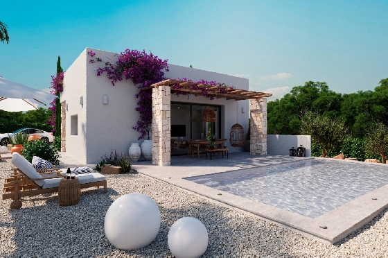 Villa in Denia(Marquesa 4) zu verkaufen, Woongedeelte 120 m², Bouwjaar 2025, Zustand neuwertig, + Zentralheizung, Klimaanlage, Grondstuk 1085 m², 3 Slaapkamers, 2 Badkamers, Pool, ref.: UM-UV-HEBE-3