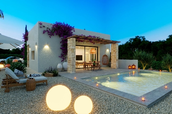 Villa in Denia(Marquesa 4) zu verkaufen, Woongedeelte 120 m², Bouwjaar 2025, Zustand neuwertig, + Zentralheizung, Klimaanlage, Grondstuk 1085 m², 3 Slaapkamers, 2 Badkamers, Pool, ref.: UM-UV-HEBE-9