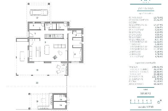 Villa in Moraira zu verkaufen, Woongedeelte 248 m², Klimaanlage, Grondstuk 800 m², 4 Slaapkamers, 5 Badkamers, Pool, ref.: BI-MT.H-795-11