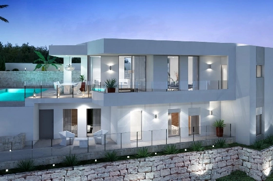 Villa in Moraira zu verkaufen, Woongedeelte 286 m², Bouwjaar 2024, Klimaanlage, Grondstuk 800 m², 3 Slaapkamers, 2 Badkamers, Pool, ref.: AM-12126DA-1