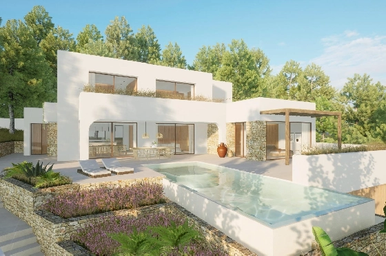 Villa in Moraira zu verkaufen, Woongedeelte 340 m², Bouwjaar 2024, Klimaanlage, Grondstuk 1070 m², 4 Slaapkamers, 4 Badkamers, Pool, ref.: AM-12145DR-1
