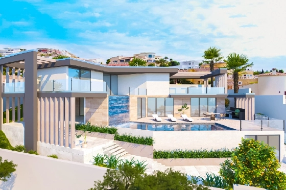 Villa in Benitachell zu verkaufen, Woongedeelte 451 m², Bouwjaar 2024, Klimaanlage, Grondstuk 800 m², 4 Slaapkamers, 4 Badkamers, Pool, ref.: AM-12286DA-1