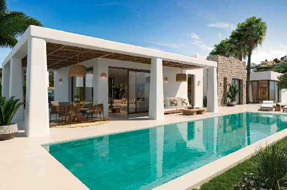 Villa in Javea zu verkaufen, Woongedeelte 200 m², Bouwjaar 2025, Klimaanlage, Grondstuk 1000 m², 4 Slaapkamers, 3 Badkamers, Pool, ref.: AM-12500DR-1