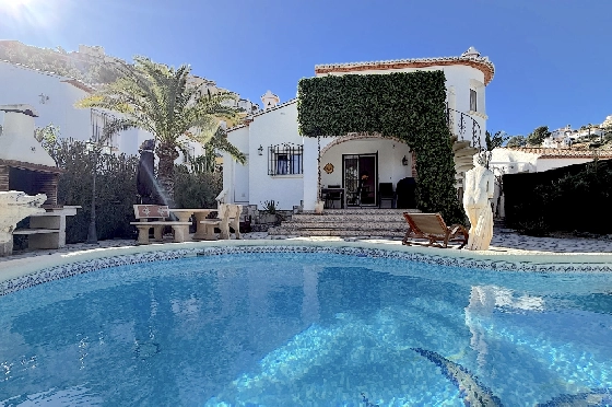 Villa in Pedreguer(Monte Solana) zu verkaufen, Woongedeelte 87 m², Bouwjaar 1999, Zustand gepflegt, + Ofen, Klimaanlage, Grondstuk 426 m², 3 Slaapkamers, 3 Badkamers, Pool, ref.: AS-2425-1