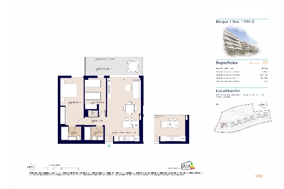 Apartment in El Vergel zu verkaufen, Woongedeelte 68 m², + KLIMA, Klimaanlage, Grondstuk 14 m², 2 Slaapkamers, 2 Badkamers, Pool, ref.: AH-EV-VI-1-01-01-C-12