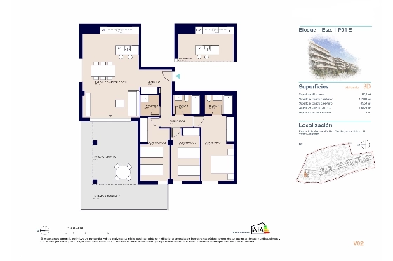 Apartment in El Vergel zu verkaufen, Woongedeelte 98 m², Bouwjaar 2027, + KLIMA, Klimaanlage, Grondstuk 33 m², 3 Slaapkamers, 2 Badkamers, Pool, ref.: AH-EV-VI-1-01-01-E-13