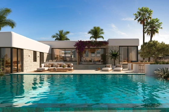 Villa in Javea zu verkaufen, Woongedeelte 150 m², Bouwjaar 2025, Klimaanlage, Grondstuk 978 m², 3 Slaapkamers, 2 Badkamers, Pool, ref.: AM-12538DR-1