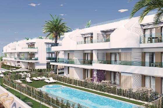 Etagen Apartment in Pilar de la Horadada zu verkaufen, Woongedeelte 111 m², Zustand Erstbezug, 3 Slaapkamers, 2 Badkamers, Pool, ref.: HA-PIN-132-A03-1