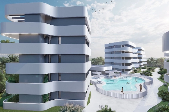 Penthouse Apartment in Guardamar del Segura zu verkaufen, Woongedeelte 97 m², Zustand Erstbezug, Klimaanlage, 2 Slaapkamers, 2 Badkamers, Pool, ref.: HA-GUN-431-A02-3