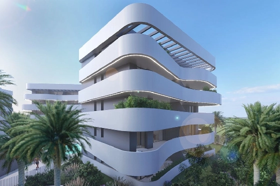 Penthouse Apartment in Guardamar del Segura zu verkaufen, Woongedeelte 97 m², Zustand Erstbezug, Klimaanlage, 2 Slaapkamers, 2 Badkamers, Pool, ref.: HA-GUN-431-A02-5