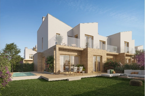 Reihenhaus in El Vergel zu verkaufen, Woongedeelte 92 m², Bouwjaar 2027, Klimaanlage, Grondstuk 135 m², 3 Slaapkamers, 3 Badkamers, Pool, ref.: TT-AD-11-4