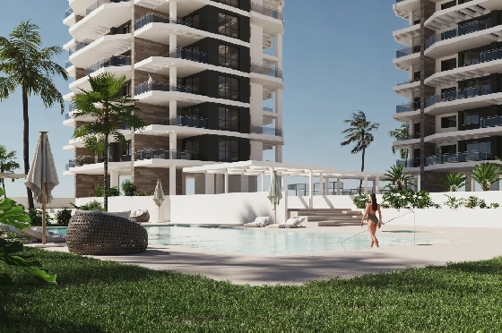 Apartment in Calpe zu verkaufen, Woongedeelte 82 m², Klimaanlage, Grondstuk 25 m², 2 Slaapkamers, 2 Badkamers, Pool, ref.: GE-J16A-3