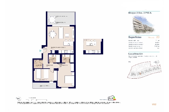 Apartment in El Vergel zu verkaufen, Woongedeelte 71 m², Bouwjaar 2027, Klimaanlage, Grondstuk 21 m², 2 Slaapkamers, 2 Badkamers, Pool, ref.: AH-EV-VI-2-02-03-A-9