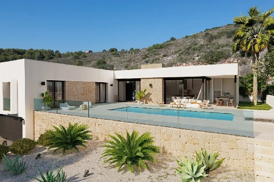 Villa in Benitachell zu verkaufen, Woongedeelte 206 m², Bouwjaar 2026, Klimaanlage, Grondstuk 689 m², 3 Slaapkamers, 3 Badkamers, Pool, ref.: AM-12605DA-1