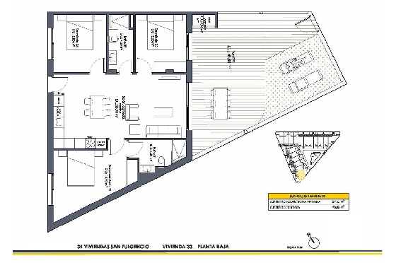 Erdgeschoss Apartment in San Fulgencio zu verkaufen, Woongedeelte 133 m², Zustand Erstbezug, 3 Slaapkamers, 2 Badkamers, Pool, ref.: HA-SFN-131-A03-16