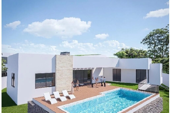 Villa in Javea zu verkaufen, Woongedeelte 300 m², Bouwjaar 2026, Klimaanlage, Grondstuk 1000 m², 3 Slaapkamers, 3 Badkamers, Pool, ref.: AM-12658DA-1