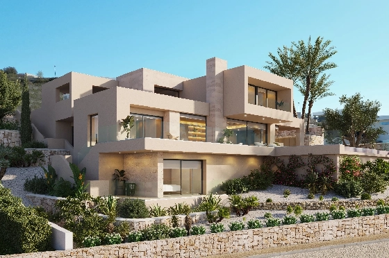 Villa in Benitachell(Cumbre del Sol) zu verkaufen, Woongedeelte 239 m², + Fussbodenheizung, Klimaanlage, Grondstuk 1054 m², 4 Slaapkamers, 5 Badkamers, Pool, ref.: VA-24679-1