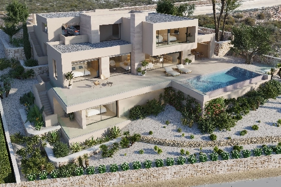 Villa in Benitachell(Cumbre del Sol) zu verkaufen, Woongedeelte 239 m², + Fussbodenheizung, Klimaanlage, Grondstuk 1054 m², 4 Slaapkamers, 5 Badkamers, Pool, ref.: VA-24679-10