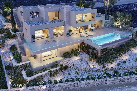 Villa in Benitachell(Cumbre del Sol) zu verkaufen, Woongedeelte 239 m², + Fussbodenheizung, Klimaanlage, Grondstuk 1054 m², 4 Slaapkamers, 5 Badkamers, Pool, ref.: VA-24679-9