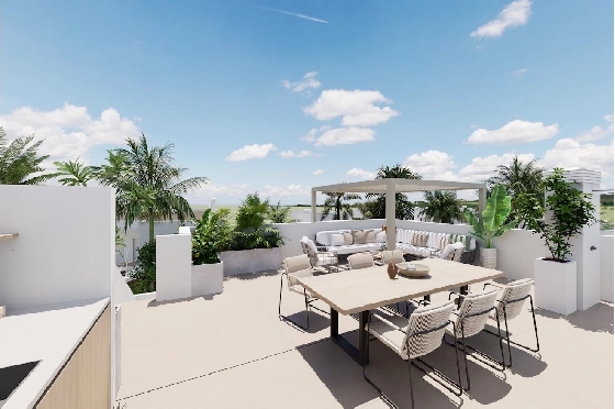 Penthouse Apartment in Los Alcazares zu verkaufen, Woongedeelte 145 m², Zustand Erstbezug, 3 Slaapkamers, 2 Badkamers, Pool, ref.: HA-LAN-451-A02-11