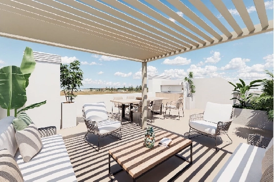 Penthouse Apartment in Los Alcazares zu verkaufen, Woongedeelte 145 m², Zustand Erstbezug, 3 Slaapkamers, 2 Badkamers, Pool, ref.: HA-LAN-451-A02-12