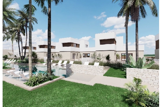 Villa in Los Alcazares zu verkaufen, Woongedeelte 197 m², Zustand Erstbezug, Grondstuk 356 m², 3 Slaapkamers, 3 Badkamers, Pool, ref.: HA-LAN-451-E03-20
