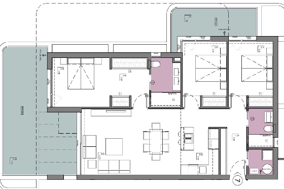 Etagen Apartment in Calpe zu verkaufen, Woongedeelte 133 m², Zustand Erstbezug, + fussboden, Klimaanlage, 3 Slaapkamers, 2 Badkamers, Pool, ref.: HA-CAN-160-A02-17