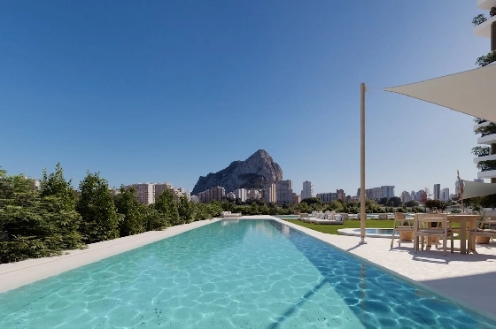 Etagen Apartment in Calpe zu verkaufen, Woongedeelte 133 m², Zustand Erstbezug, + fussboden, Klimaanlage, 3 Slaapkamers, 2 Badkamers, Pool, ref.: HA-CAN-160-A02-2