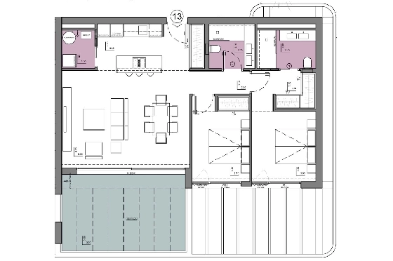 Etagen Apartment in Calpe zu verkaufen, Woongedeelte 116 m², Zustand Erstbezug, + fussboden, Klimaanlage, 2 Slaapkamers, 2 Badkamers, Pool, ref.: HA-CAN-160-A01-16