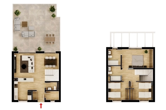 Apartment in Monforte Del Cid(Alenda Golf) zu verkaufen, Woongedeelte 81 m², Grondstuk 162 m², 2 Slaapkamers, 2 Badkamers, Pool, ref.: TW-ALLURE-2-21