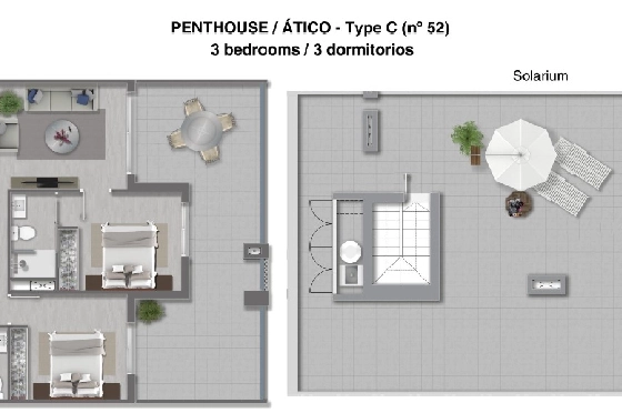 Penthouse Apartment in Torrevieja(La Mata, Torrevieja, Costa Blanca) zu verkaufen, Woongedeelte 96 m², Grondstuk 262 m², 3 Slaapkamers, 2 Badkamers, Pool, ref.: TW-EDEN-BEACH-52-21