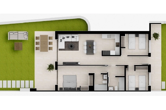 Apartment in Cartagena(La Manga, Murcia, Costa Blanca) zu verkaufen, Woongedeelte 102 m², Grondstuk 227 m², 3 Slaapkamers, 2 Badkamers, Pool, ref.: TW-SIENA,-LA-MANGA-31