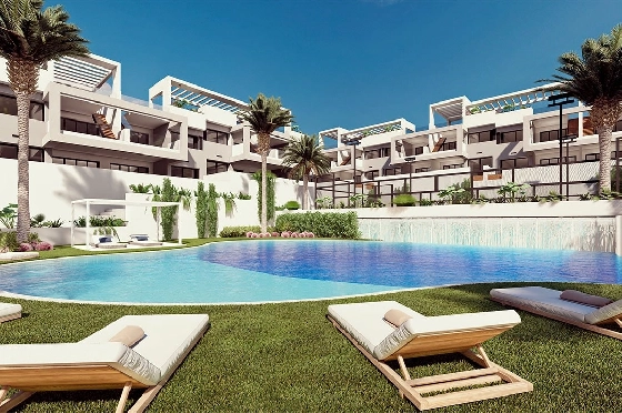 Erdgeschoss Apartment in Torrevieja zu verkaufen, Woongedeelte 131 m², Zustand Erstbezug, 2 Slaapkamers, 2 Badkamers, Pool, ref.: HA-TON-221-A01-1