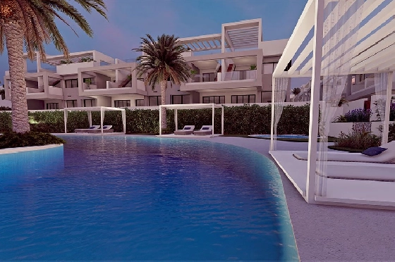 Erdgeschoss Apartment in Torrevieja zu verkaufen, Woongedeelte 131 m², Zustand Erstbezug, 2 Slaapkamers, 2 Badkamers, Pool, ref.: HA-TON-221-A01-12
