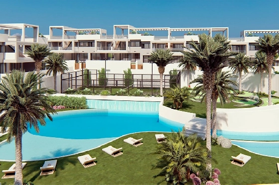 Erdgeschoss Apartment in Torrevieja zu verkaufen, Woongedeelte 131 m², Zustand Erstbezug, 2 Slaapkamers, 2 Badkamers, Pool, ref.: HA-TON-221-A01-3