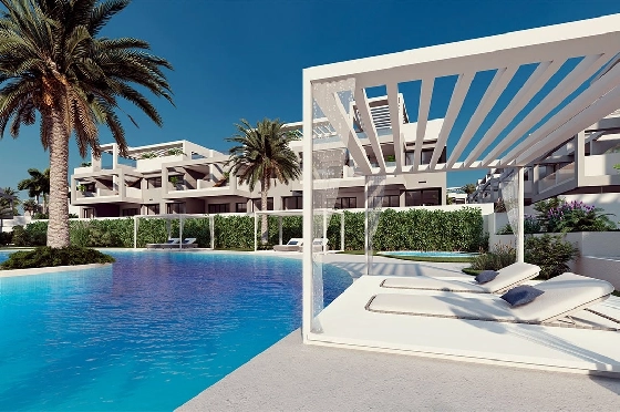Erdgeschoss Apartment in Torrevieja zu verkaufen, Woongedeelte 131 m², Zustand Erstbezug, 2 Slaapkamers, 2 Badkamers, Pool, ref.: HA-TON-221-A01-4