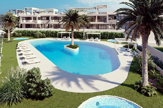 Erdgeschoss Apartment in Torrevieja zu verkaufen, Woongedeelte 131 m², Zustand Erstbezug, 2 Slaapkamers, 2 Badkamers, Pool, ref.: HA-TON-221-A01-5